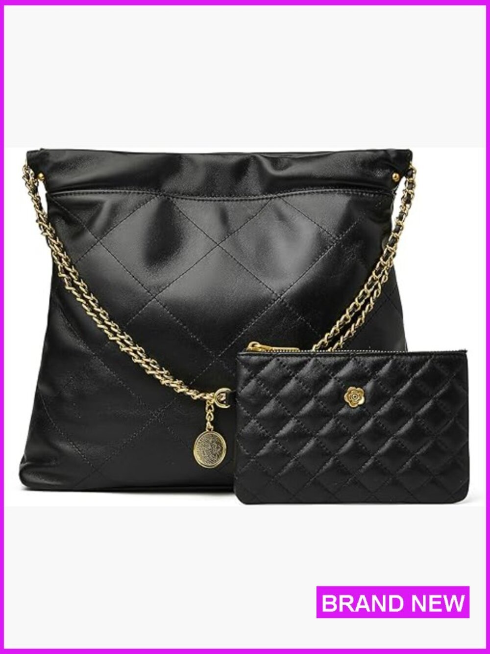 Quilted Leather Tote Bag Soft Lambskin Designer Shoulder Hobo Chain Purse with